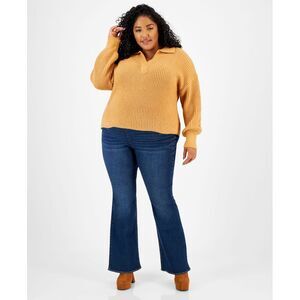 Trendy Plus Size Polo Collar Sweater